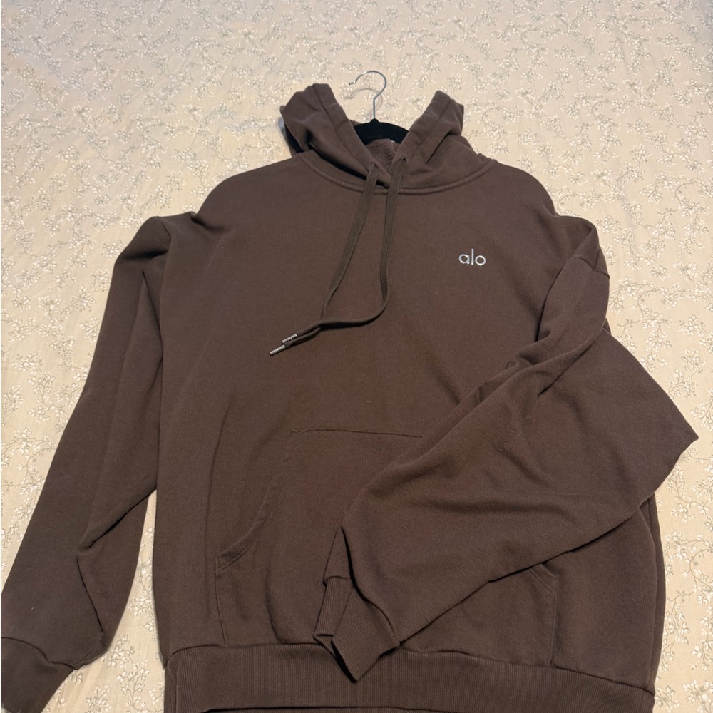 ALO Yoga Men's Dark Brown Hooded Pullover Sweatshirt